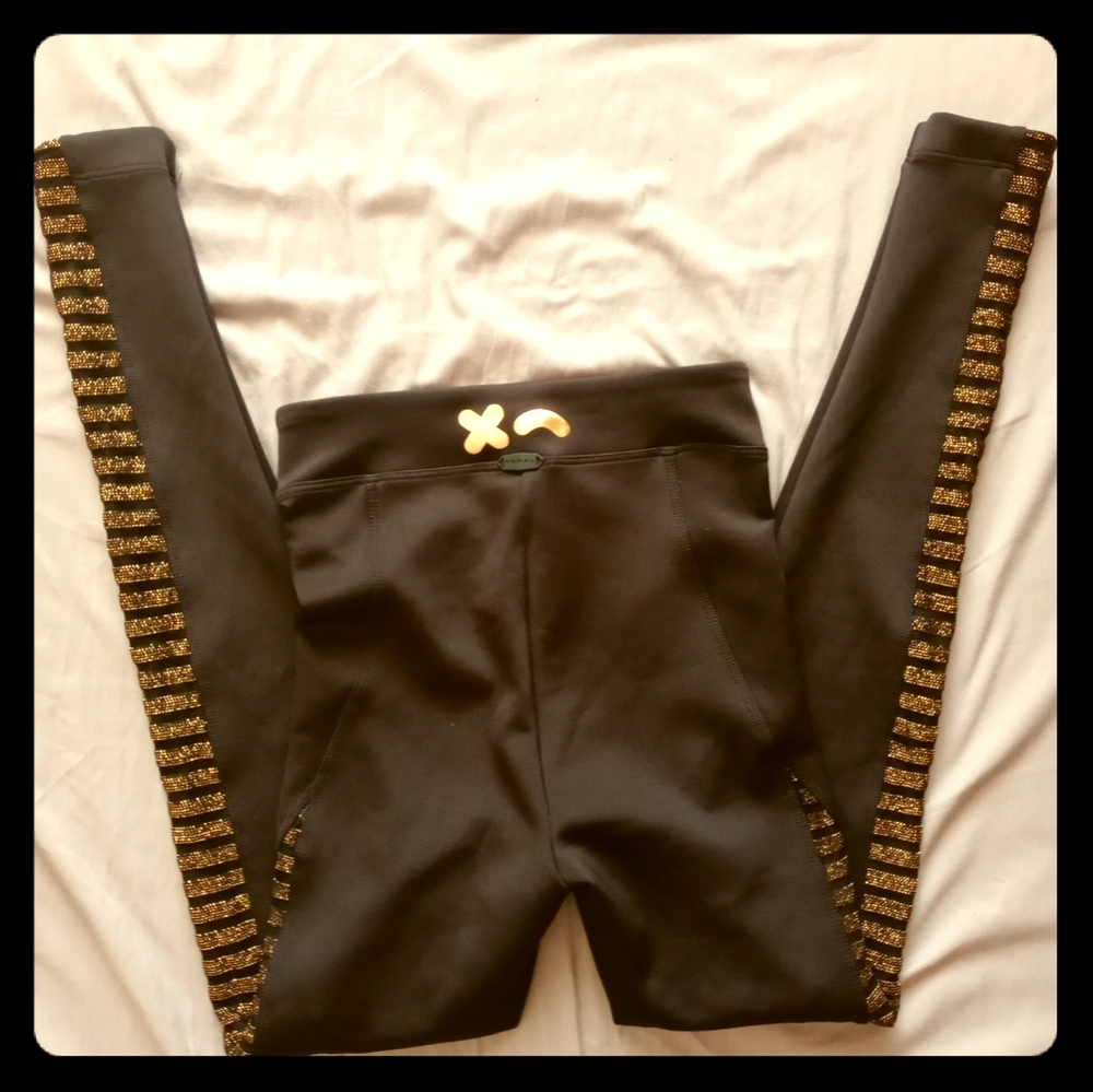 Koral X Small Black Leggings with Gold Detail